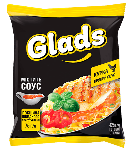 Локшина Glads зі смаком курки та пряним соусом